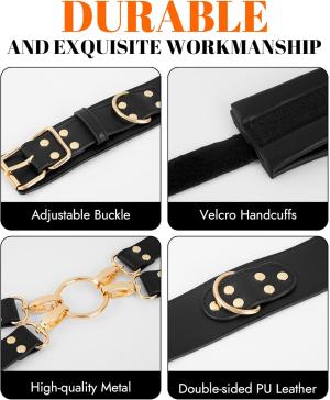 BDSM Bondage Kit 6PCS – Adjustable Handcuffs, Waist Strap & Blindfold Set for Couples